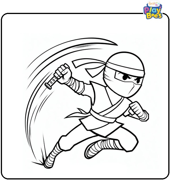 Ninja Throws Kunai Coloring Page Ninja Throws Kunai Coloring Page