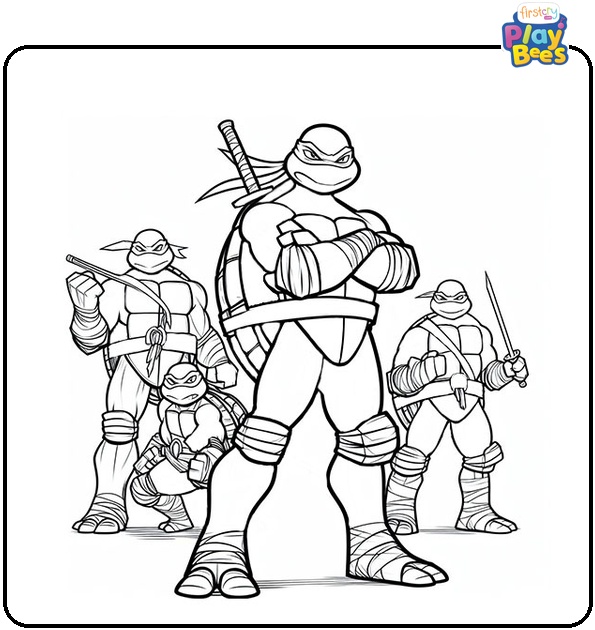 Ninja Turtles Team Coloring Page