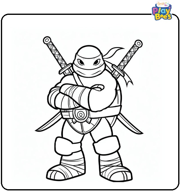 Ninja Turtles With Weapons On Shoulders Coloring Page