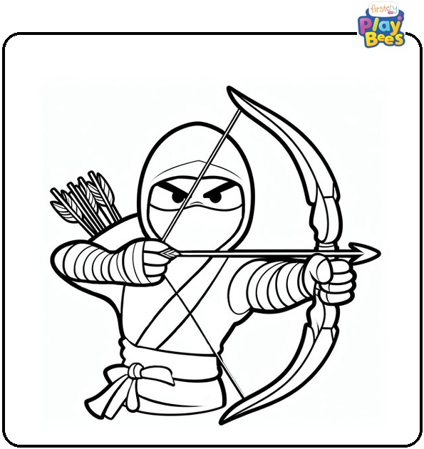 Ninja With Bow And Arrows Coloring Page Ninja With Bow And Arrows Coloring Page