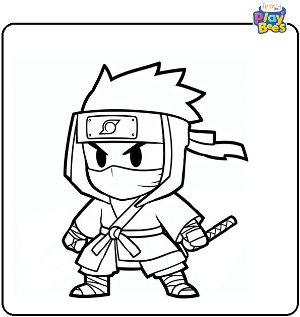 Ninja with Shikomizue Coloring Page Ninja with Shikomizue Coloring Page