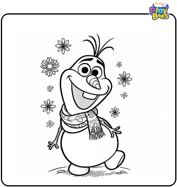 Olaf in a Happy Mood Frozen Coloring Page Olaf in a Happy Mood Frozen Coloring Page
