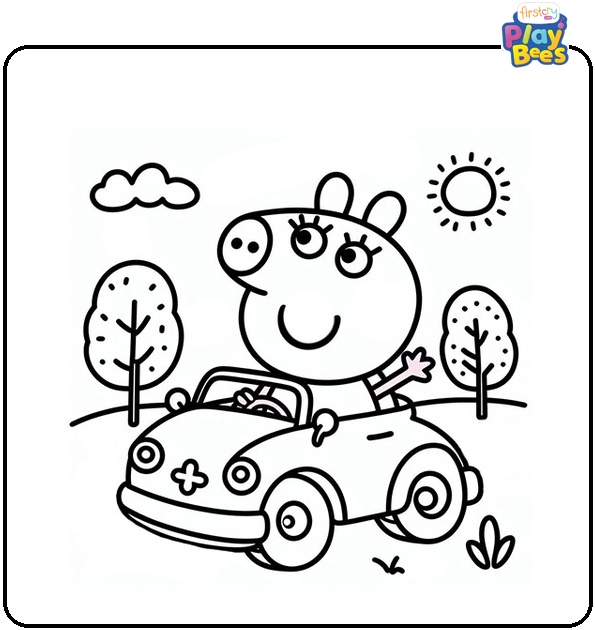Peppa Pig Car Coloring Page Peppa Pig Car Coloring Page