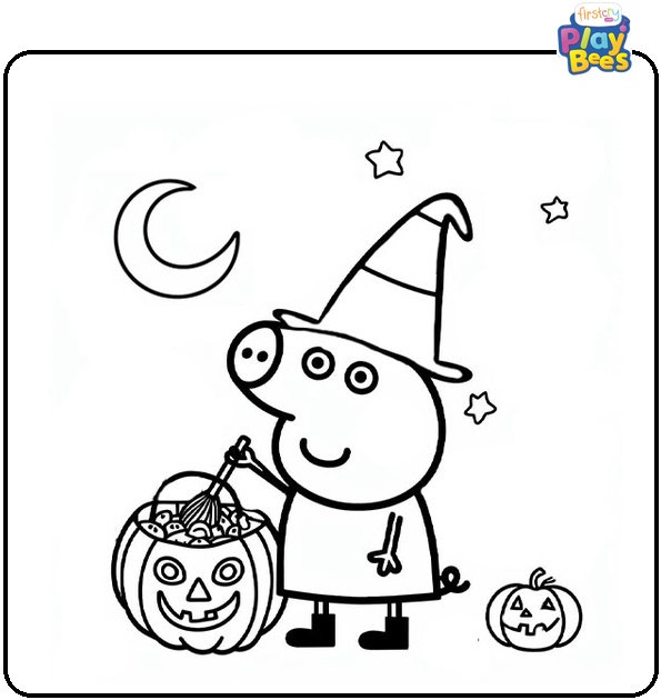 Peppa Pig Halloween Coloring Page Peppa Pig Halloween Coloring Page