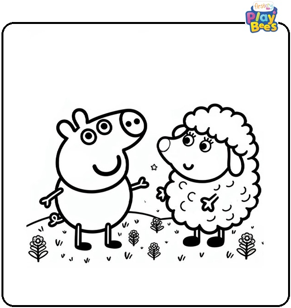 Suzy Sheep and Peppa Pig Coloring Page Suzy Sheep and Peppa Pig Coloring Page