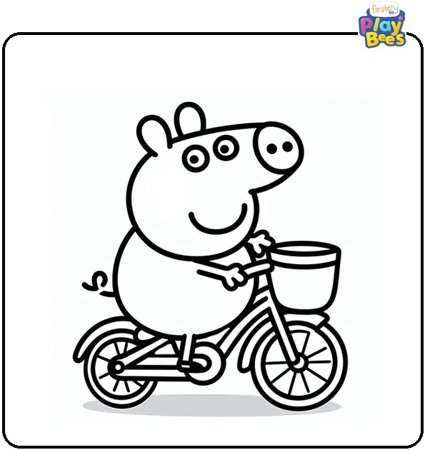 Peppa Pig on Cycle Coloring Page Peppa Pig on Cycle Coloring Page