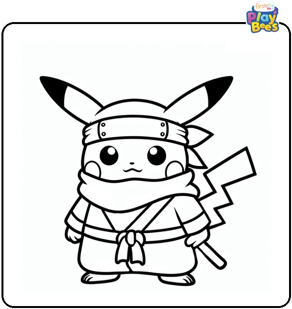 Pikachu Ninja Coloring Page Pikachu Ninja Coloring Page