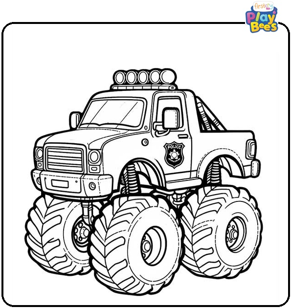Police Monster Truck Coloring Page Police Monster Truck Coloring Page