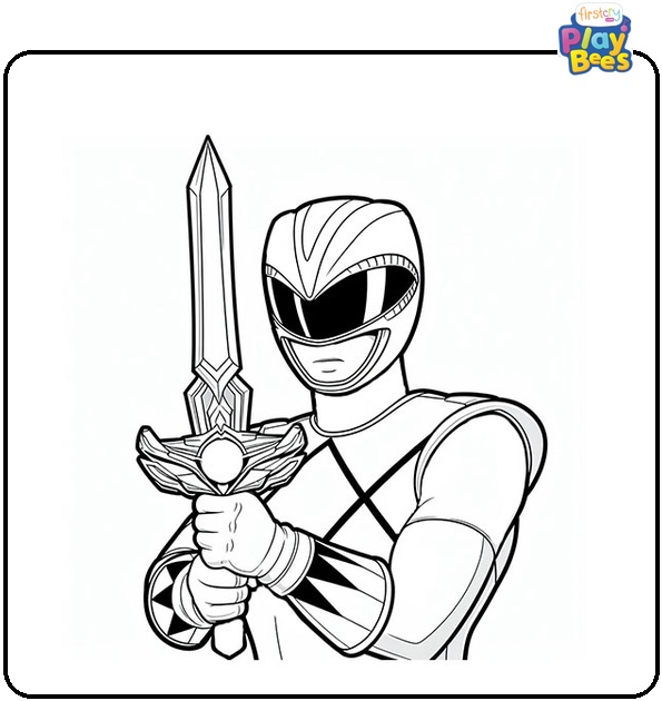 Power Rangers Holds a Sword Coloring Page Power Rangers Holds a Sword Coloring Page