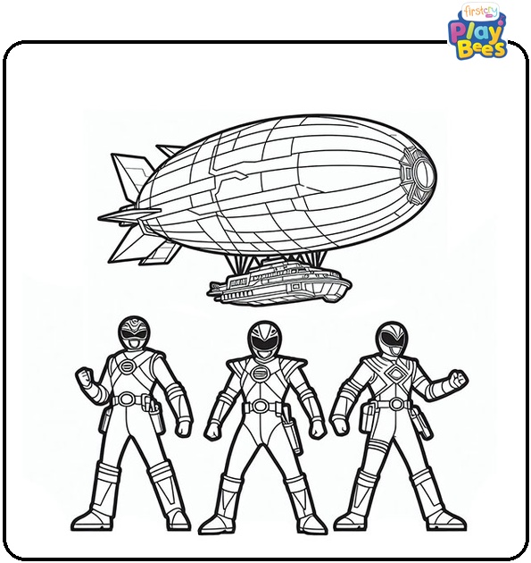 Power Rangers in the Airship Coloring Page Power Rangers in the Airship Coloring Page
