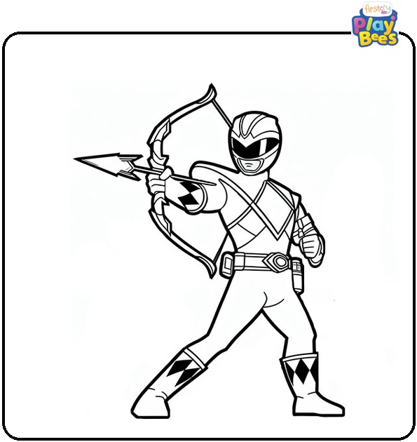 Power Rangers with Arrow Coloring Page Power Rangers with Arrow Coloring Page
