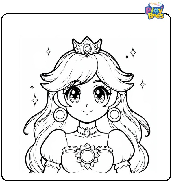 Princess Peach Looking Coloring Page