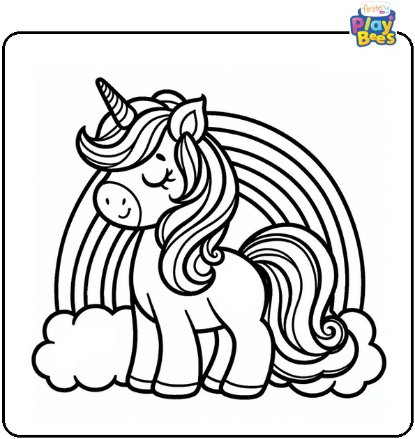 Rainbow Unicorn Coloring Page