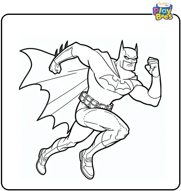 Running Batman Coloring Page Running Batman Coloring Page