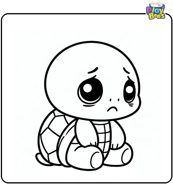Sad Turtle Coloring Page