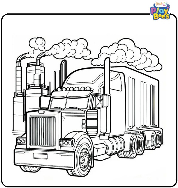 Semi Truck Coloring Page