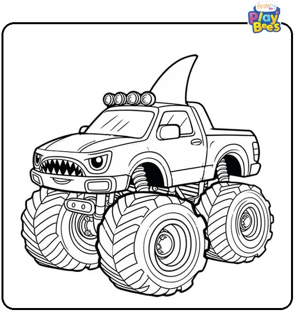 Shark Monster Truck Coloring Page Shark Monster Truck Coloring Page
