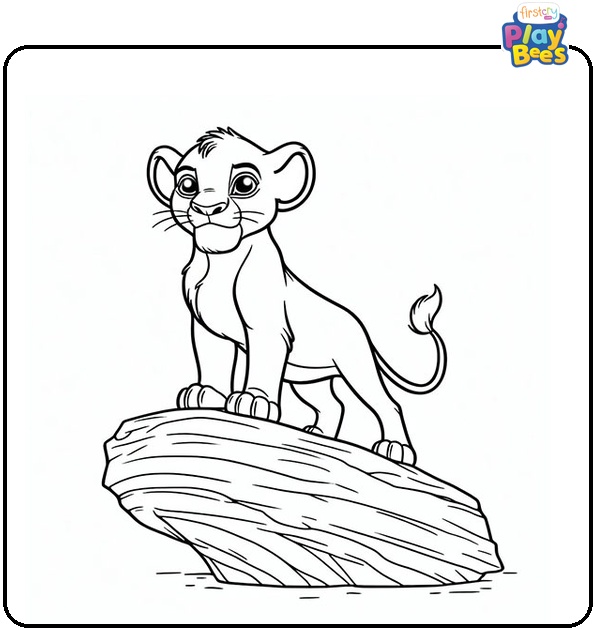 Simba Standing on Pride Rock Coloring Page