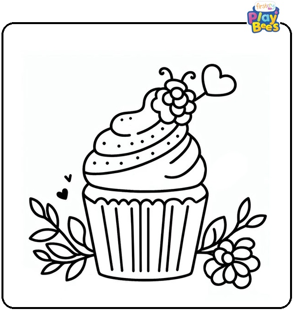 Simple Cupcake Coloring Page