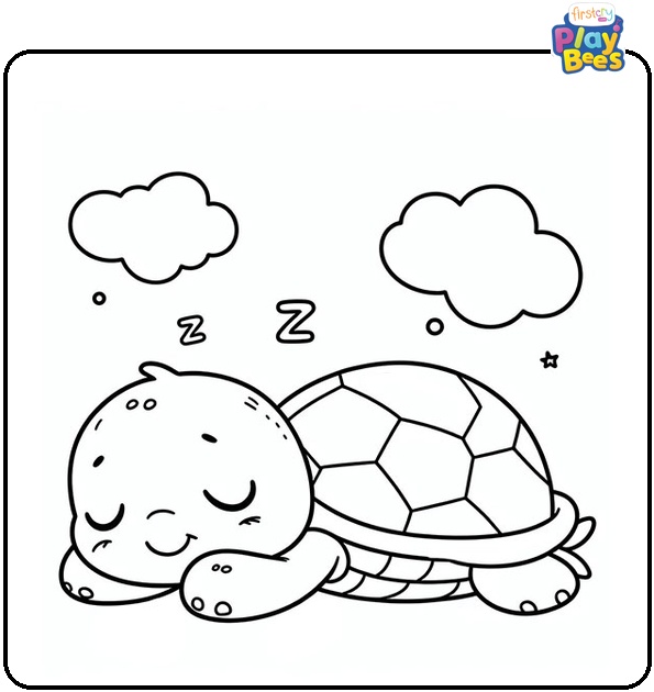 Sleepy Turtle Coloring Page