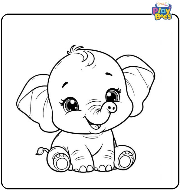 Smiling Baby Elephant Coloring Page