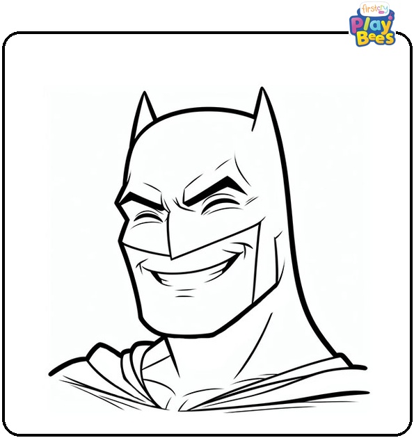 Smiling Face of Batman Coloring Page Smiling Face of Batman Coloring Page