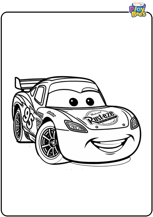 Smiling Lightning McQueen Coloring Page