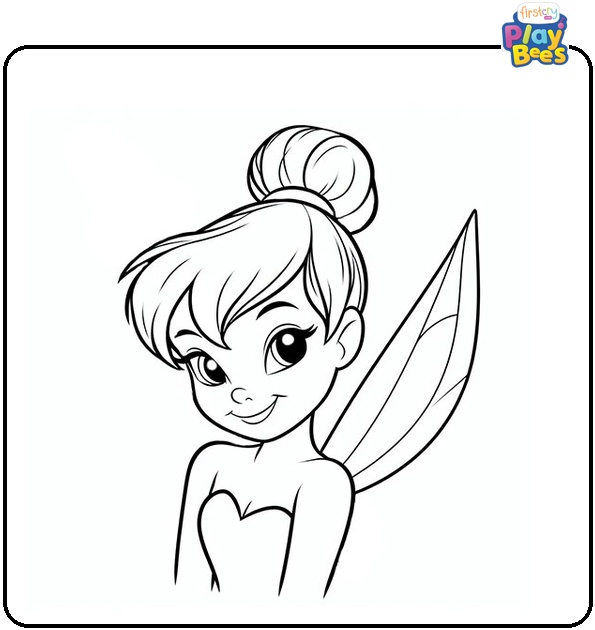 Smiling Tinkerbell Coloring Page Smiling Tinkerbell Coloring Page
