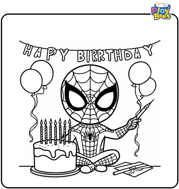 Spiderman Birthday Coloring Page Spiderman Birthday Coloring Page