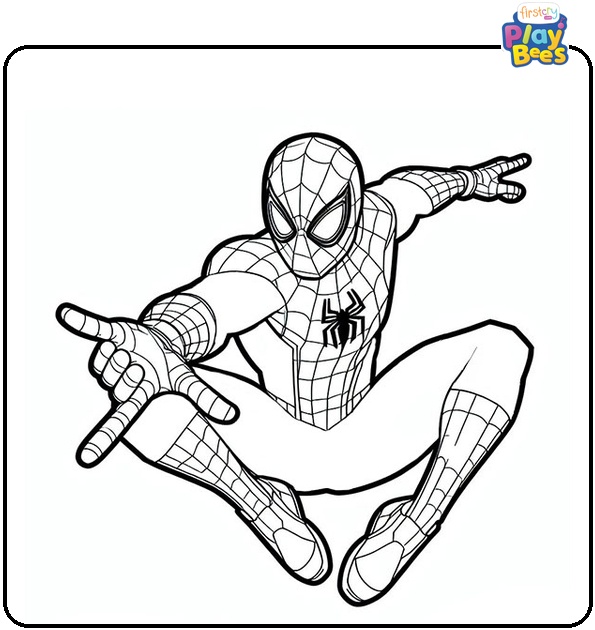 Spiderman Jumping Coloring Page Spiderman Jumping Coloring Page