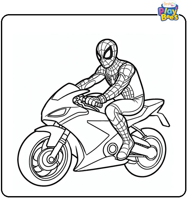 Spiderman Motorcycle Coloring Page Spiderman Motorcycle Coloring Page