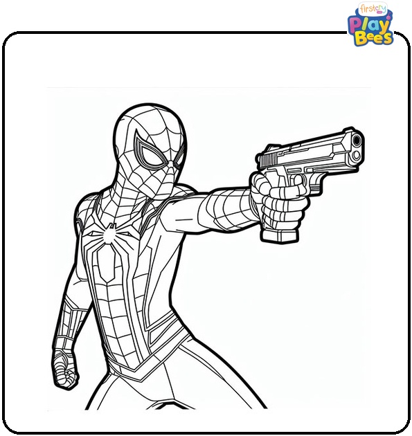 Spiderman Ready to Shoot Coloring Page Spiderman Ready to Shoot Coloring Page