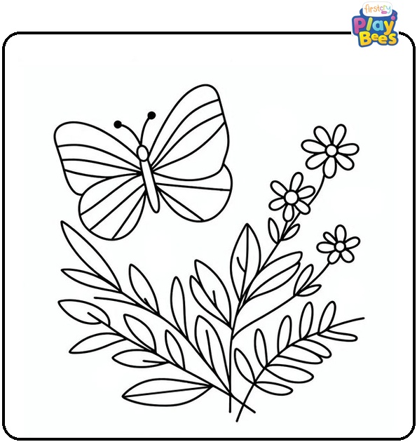 Spring Butterfly Coloring Page