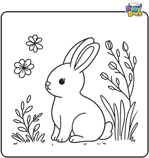 Spring Rabbit Coloring Page