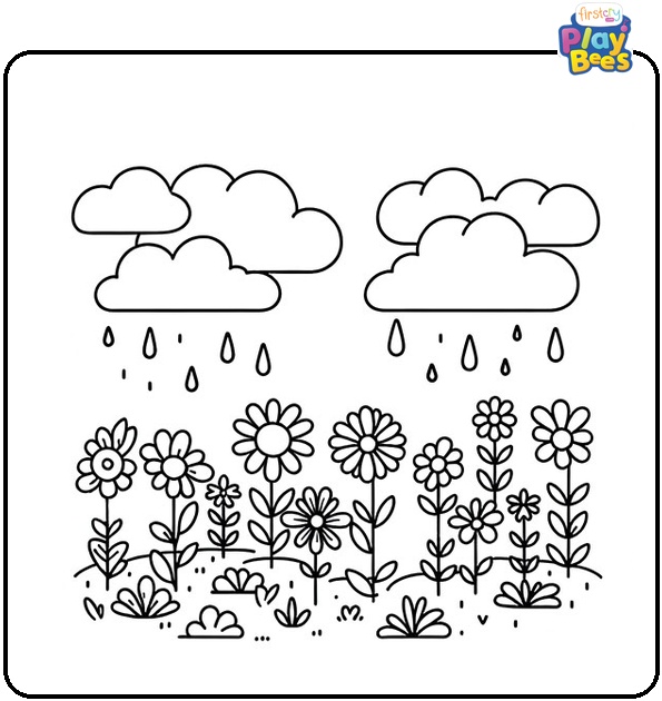Spring Rain Coloring Page