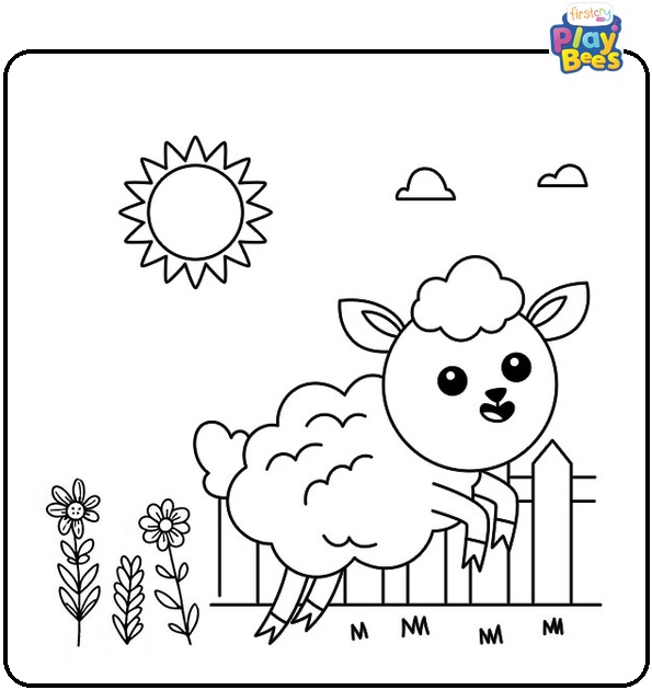 Spring Sheep Coloring Page