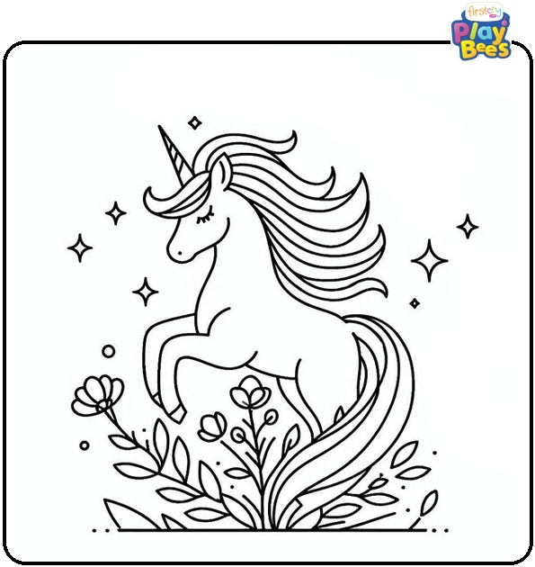 Spring Unicorn Coloring Page