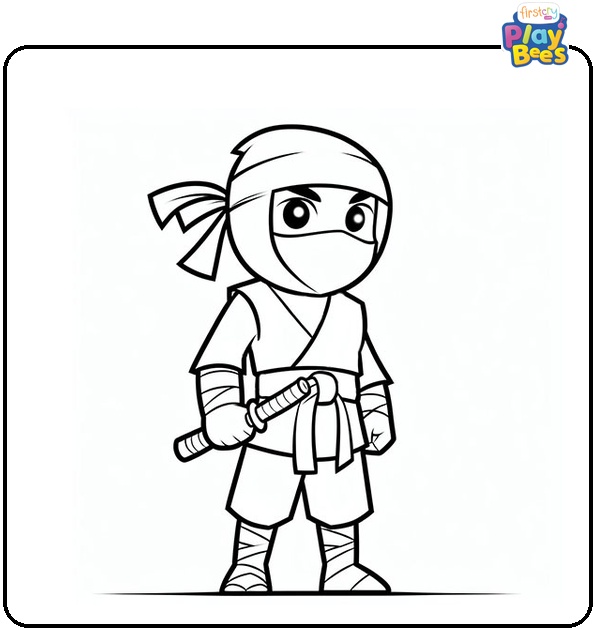 Standing Ninja Coloring Page Standing Ninja Coloring Page