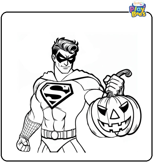 Superhero Halloween Coloring Page
