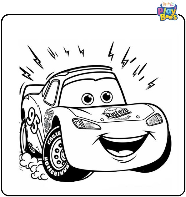 Surprised Lightning McQueen Coloring Page
