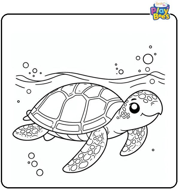 Swimming Sea Turtle Coloring Page