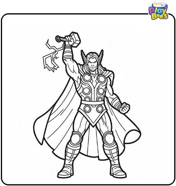Thor Superhero Coloring Page
