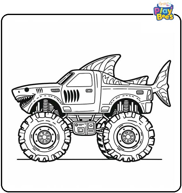 Tiger Shark Monster Truck Coloring Page Tiger Shark Monster Truck Coloring Page
