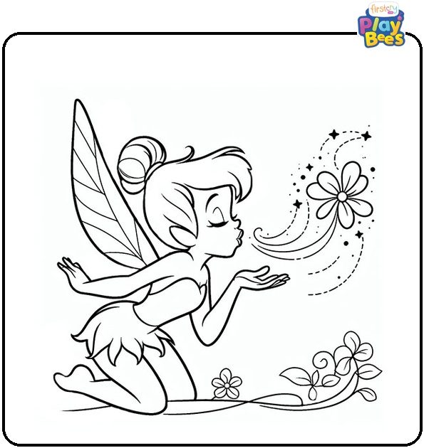 Tinkerbell Blowing Coloring Page Tinkerbell Blowing Coloring Page