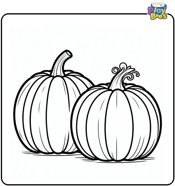 Two Pumpkins Coloring Page