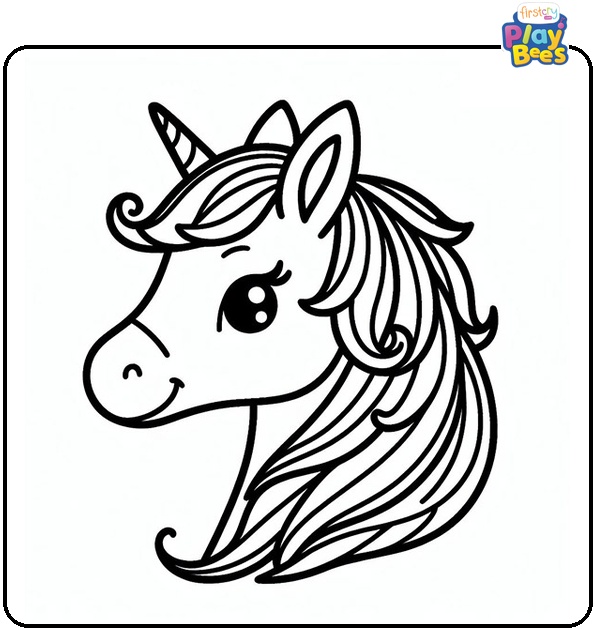 Unicorn Head Colouring Page