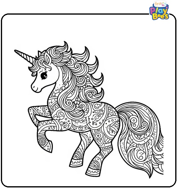 Unicorn Mandala Colouring Page