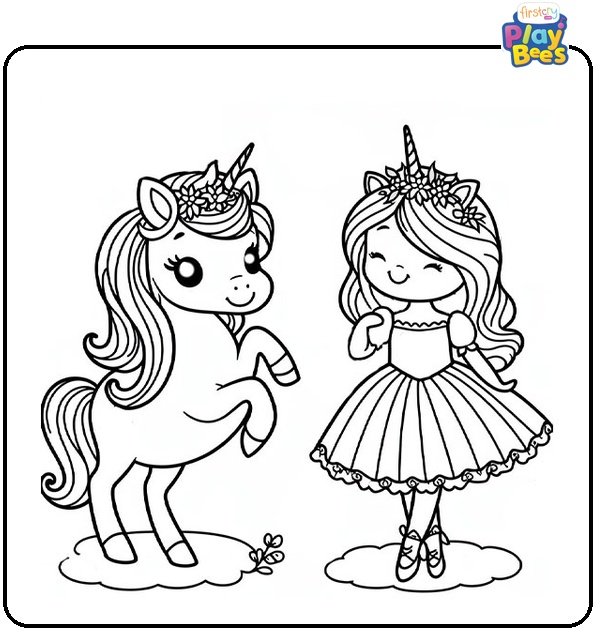 Unicorn Princess Coloring Page