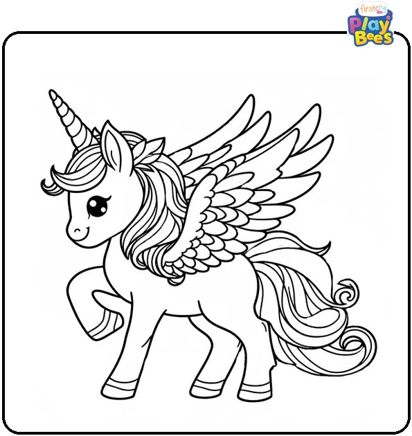 Unicorn With Wings Coloring Page
