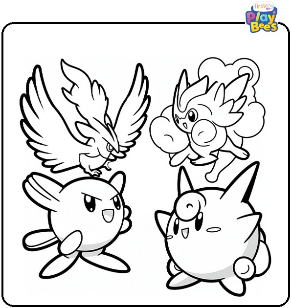 Voltorb Versus Clefairy Coloring Page